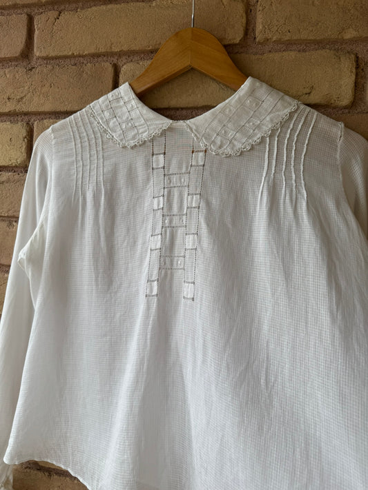 40s Edwardian-style cotton voile blouse