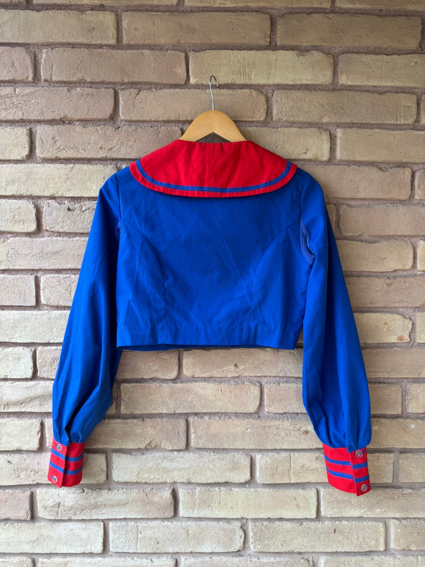 cropped blue sailor top