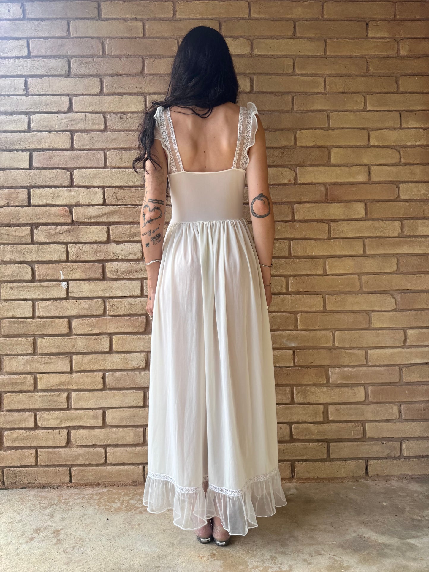 1950s Beau Monde lace chiffon nightgown | S