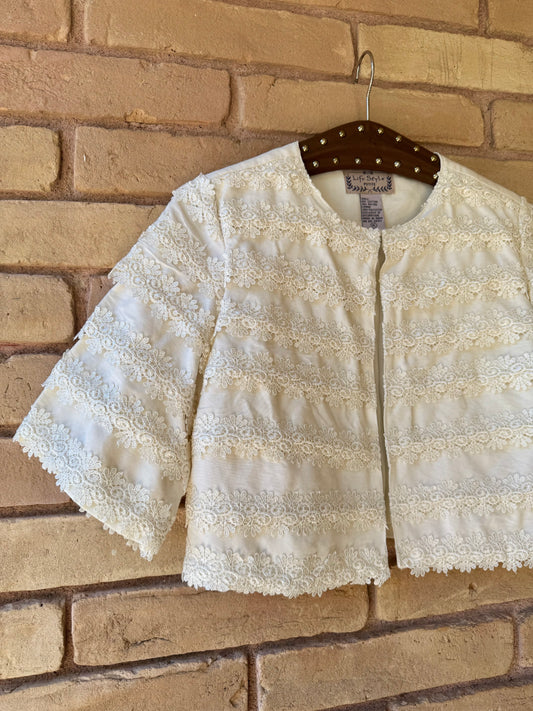 Ivory cotton-blend floral jacket