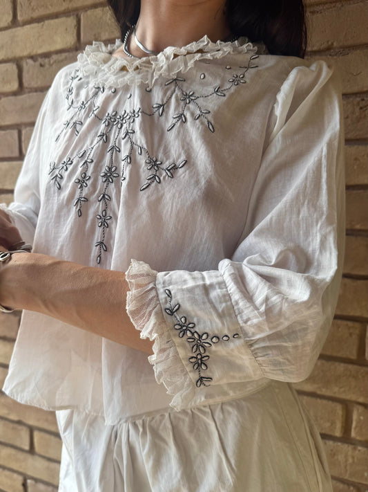 Edwardian embroidered shirtwaist blouse | S