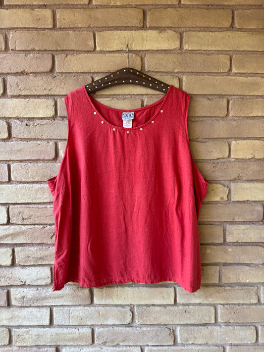 Terracotta linen blend top