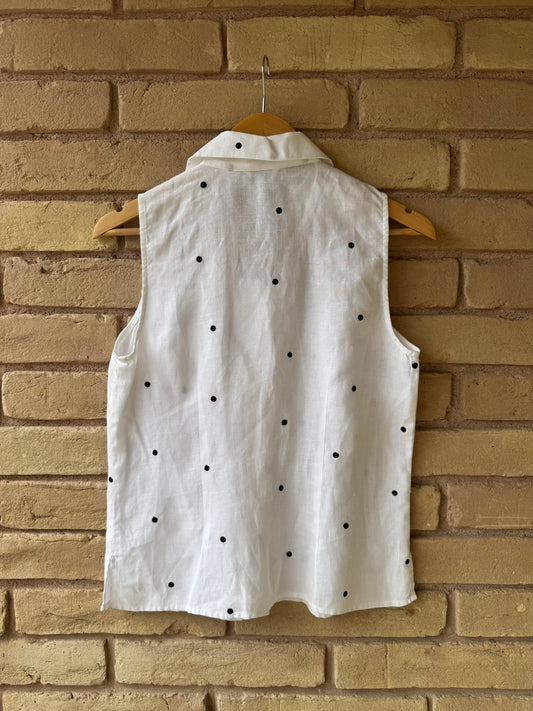 Irish linen polka dot top