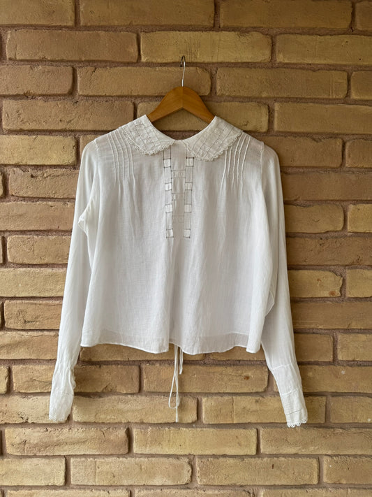 40s Edwardian-style cotton voile blouse
