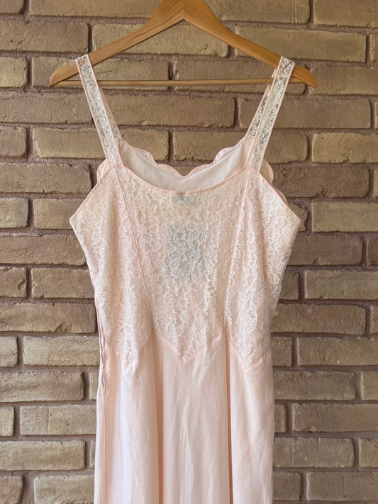 50s Barbizon blush lace slip