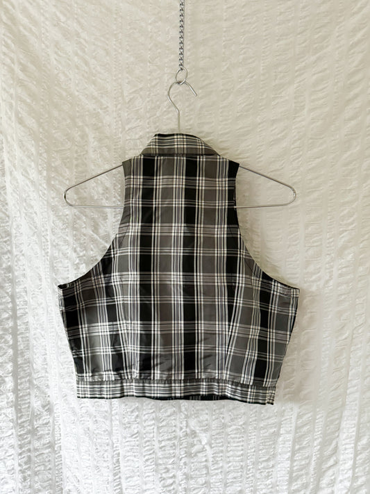 silk plaid crop top