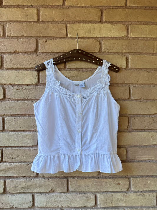White cotton peplum top