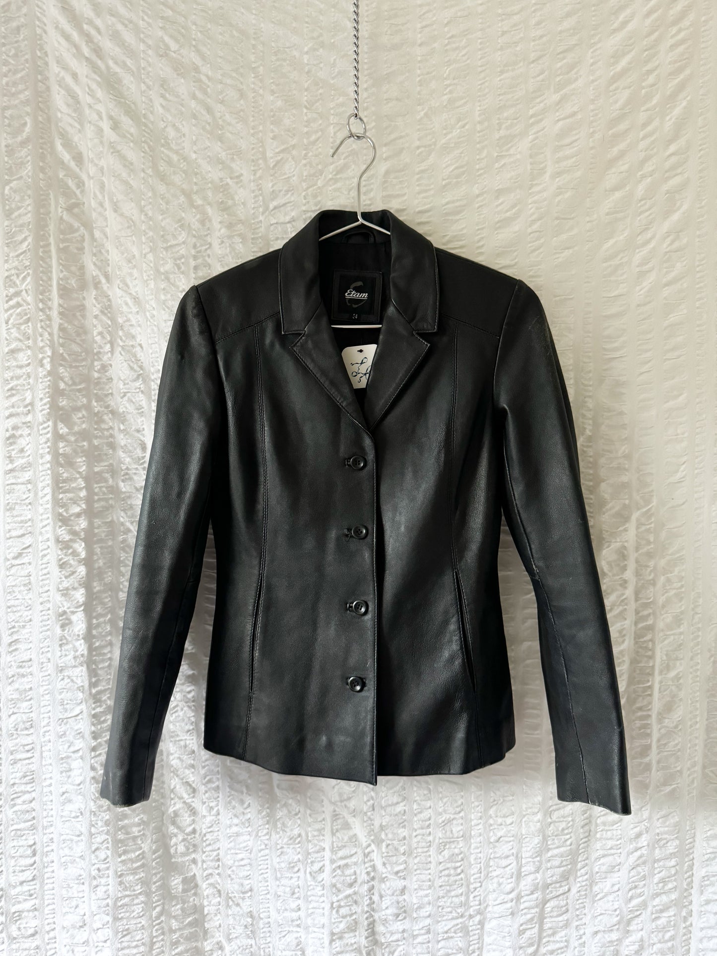 90s distressed leather blazer