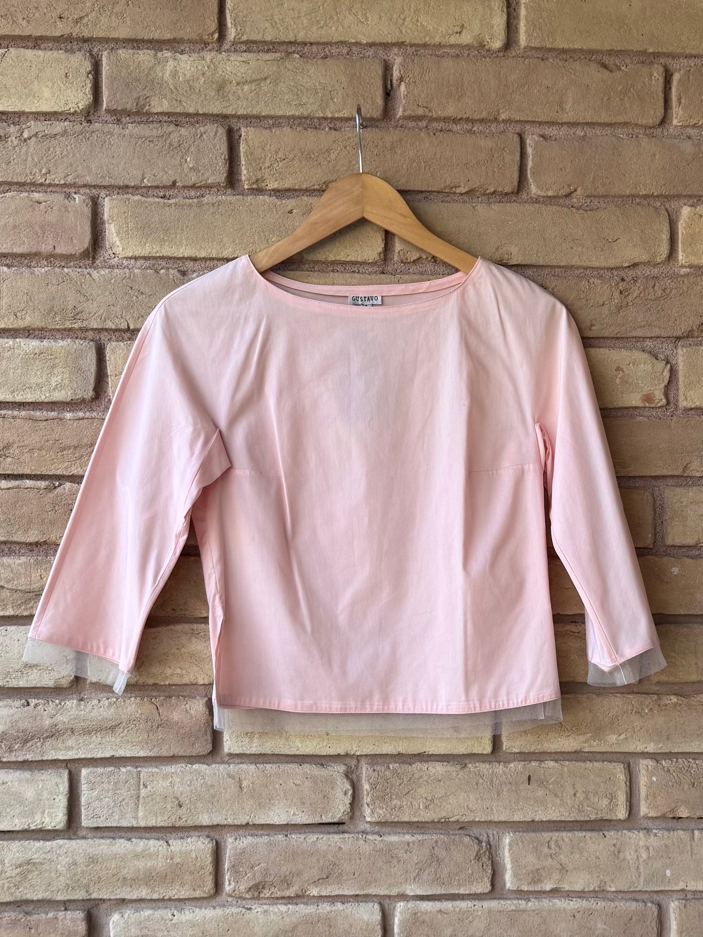 90s mesh trim cotton top