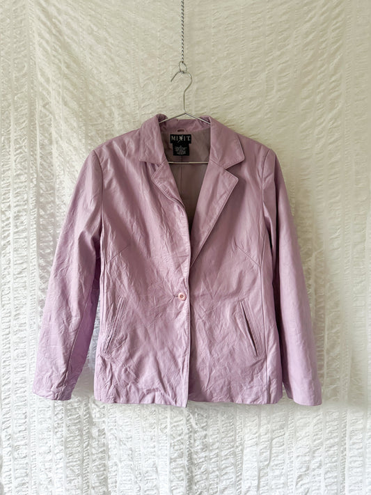 lilac leather blazer