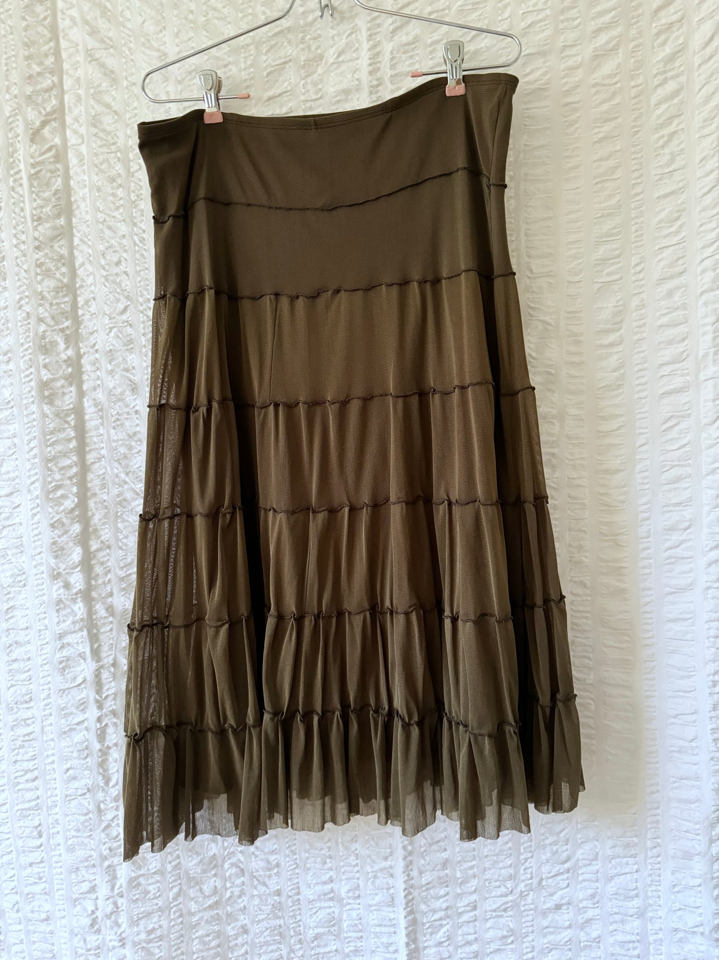 brown mesh tiered skirt