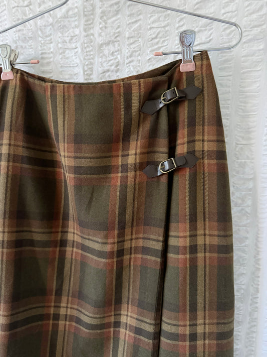 90s plaid wrap skirt