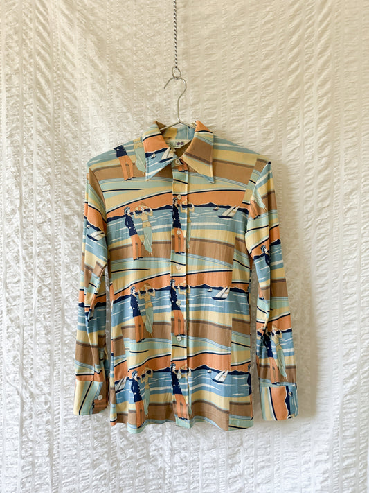 70s nautical nylon shirt