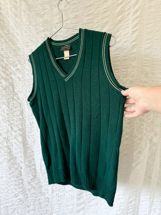 70s forest green knit vest