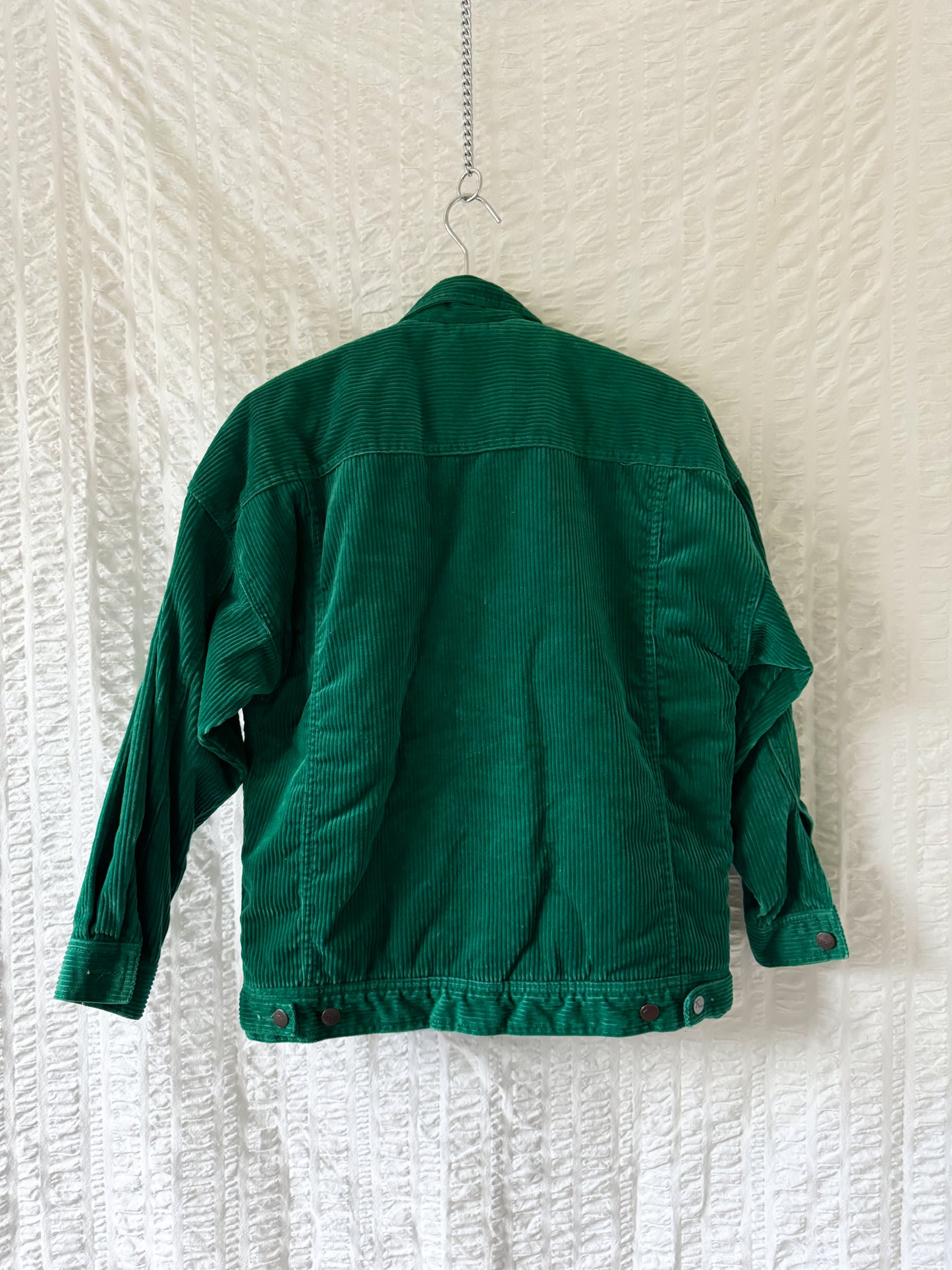 emerald corduroy shearling-lined boxy jacket