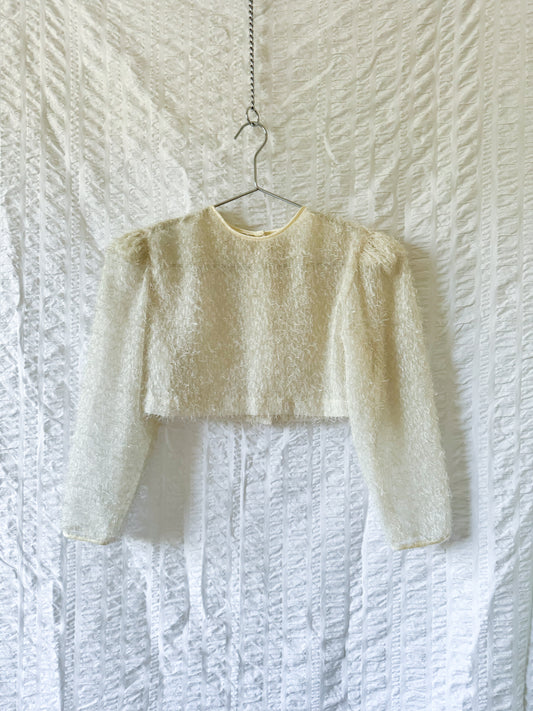 90s cropped sheer fuzzy top