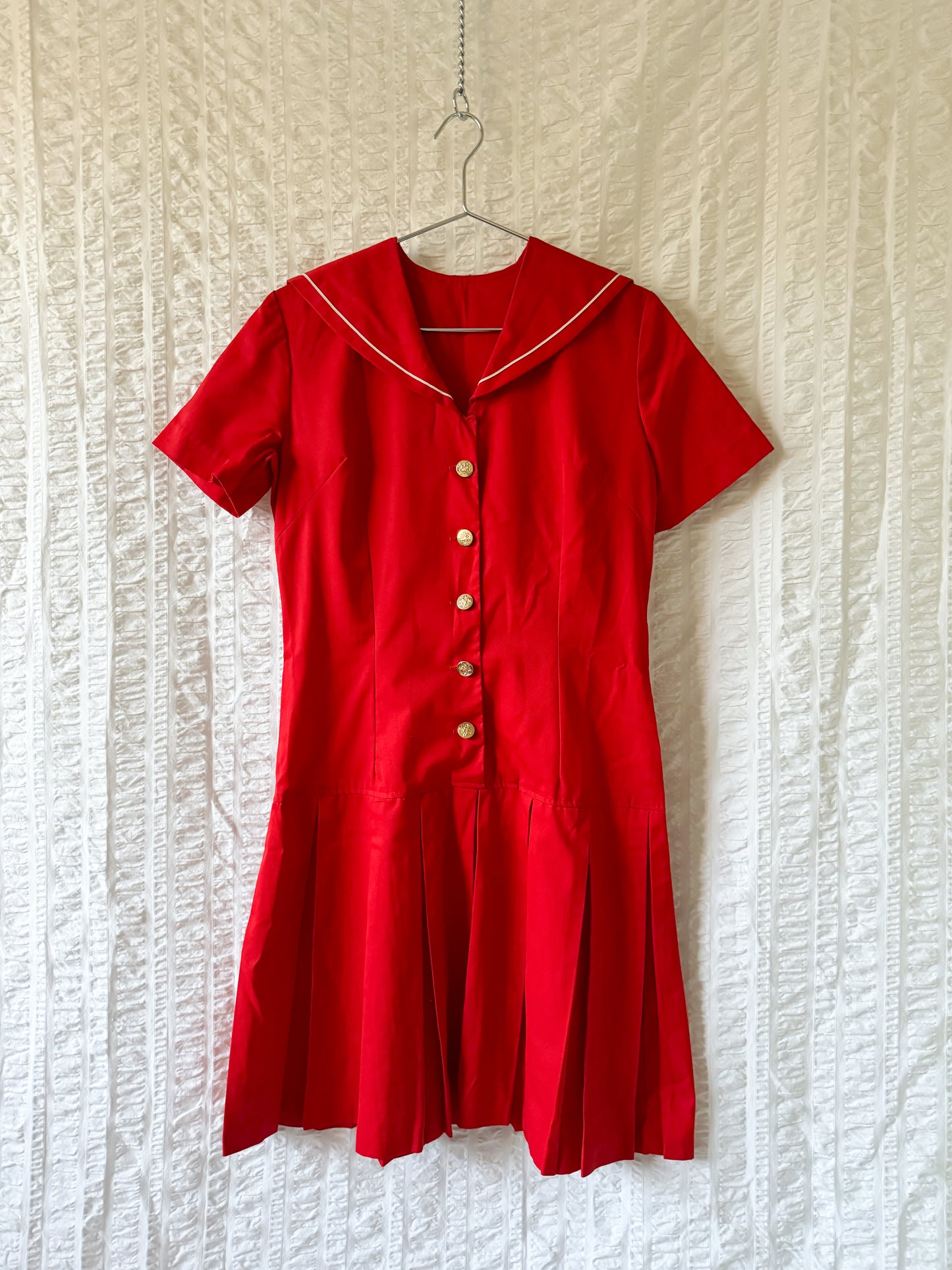 60s dropwaist red sailor dress