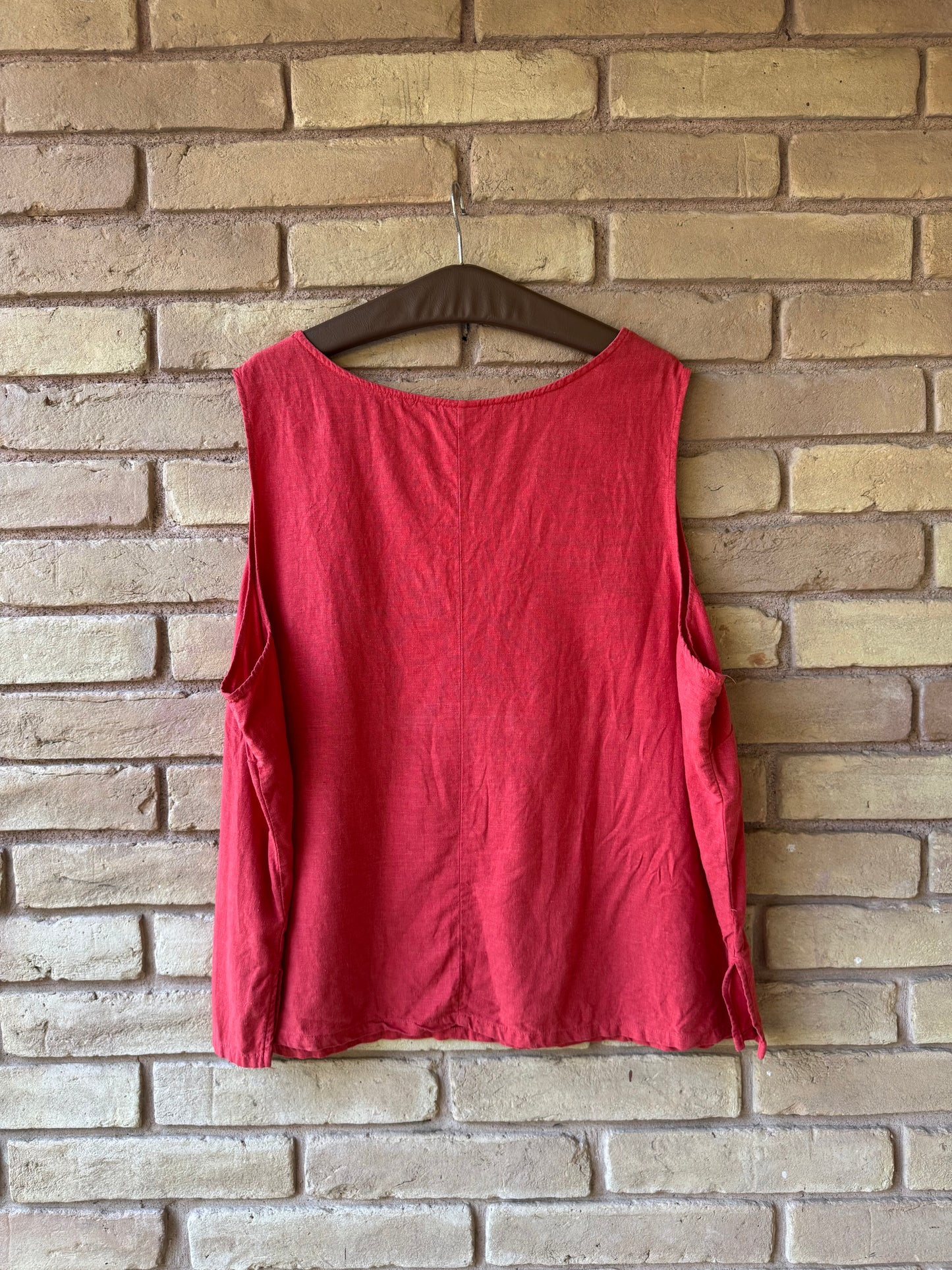 Terracotta linen blend top | XXL