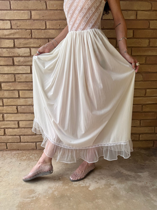 1950s Beau Monde lace chiffon nightgown | S