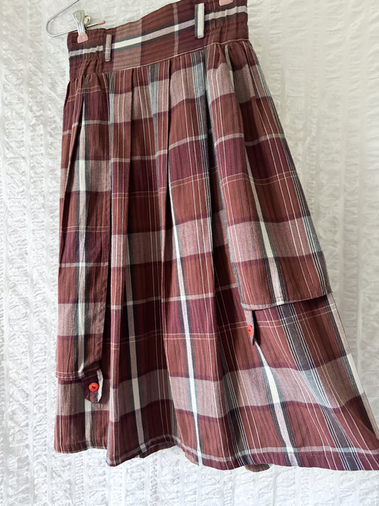 80s preppy brown plaid skirt