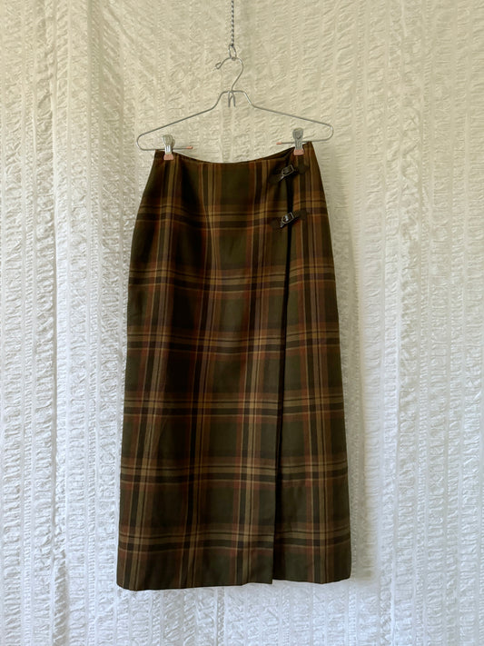 90s plaid wrap skirt