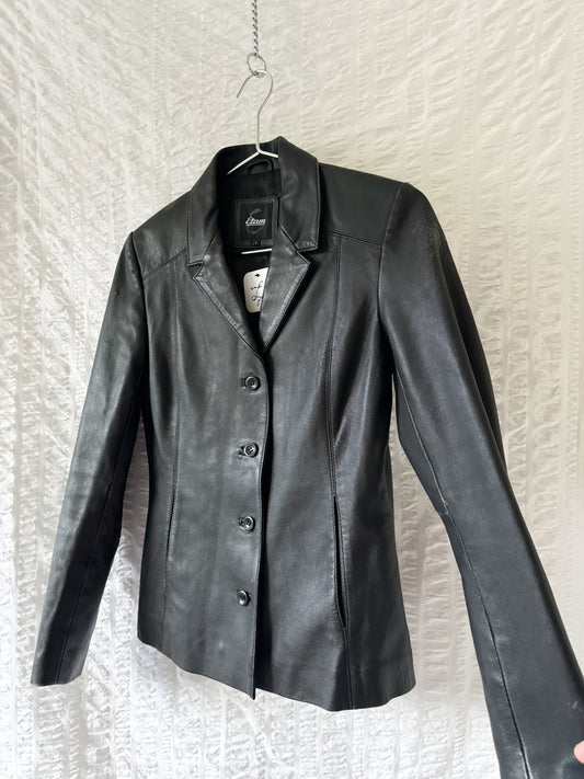 90s distressed leather blazer