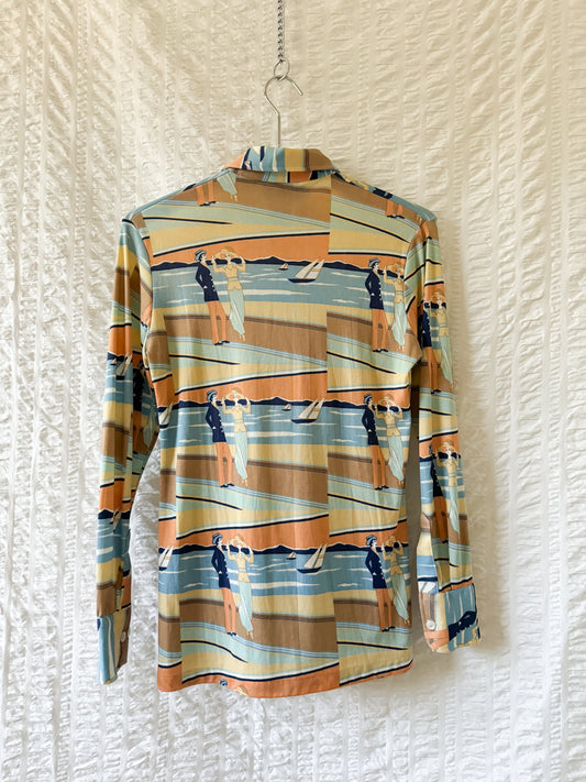 70s nautical nylon shirt