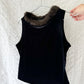 faux fur trim velvet top