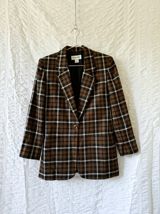 80s wool oversized plaid blazer