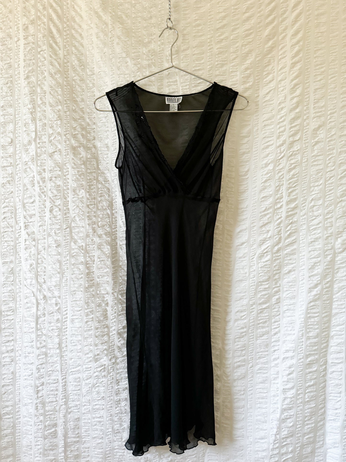 90s sheer silk black dress