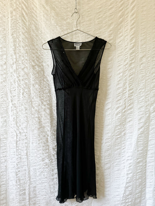 90s sheer silk black dress