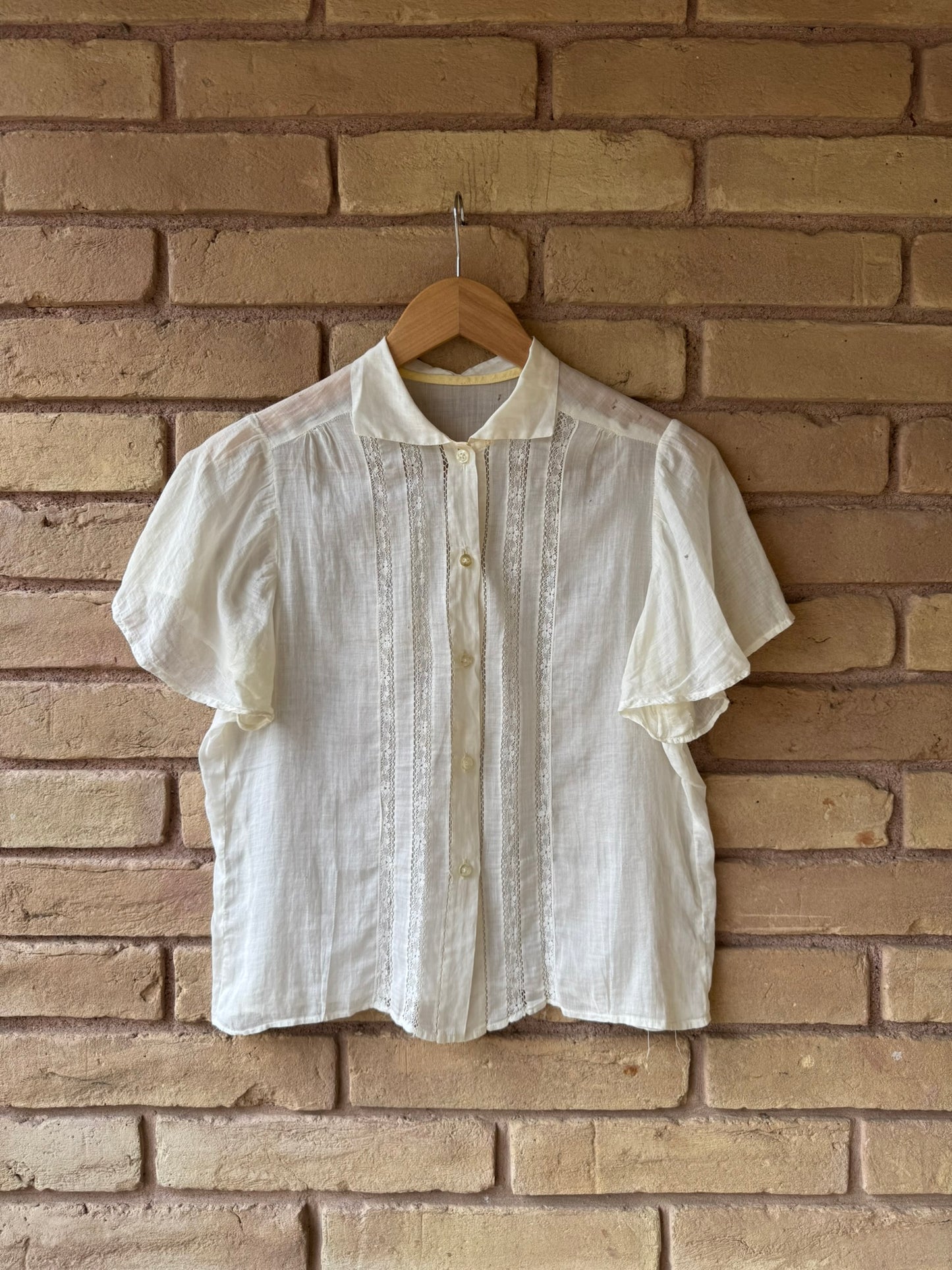 40s sheer ivory cotton blouse