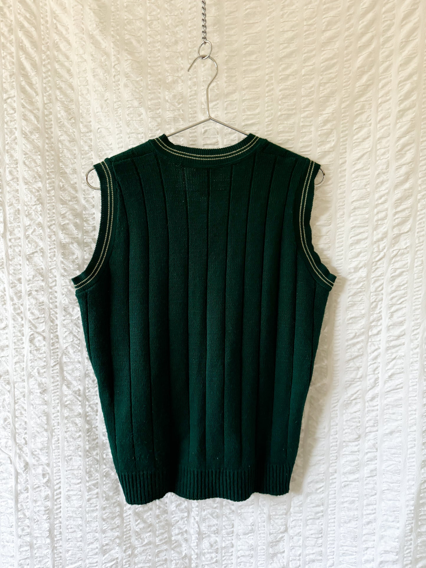 70s forest green knit vest