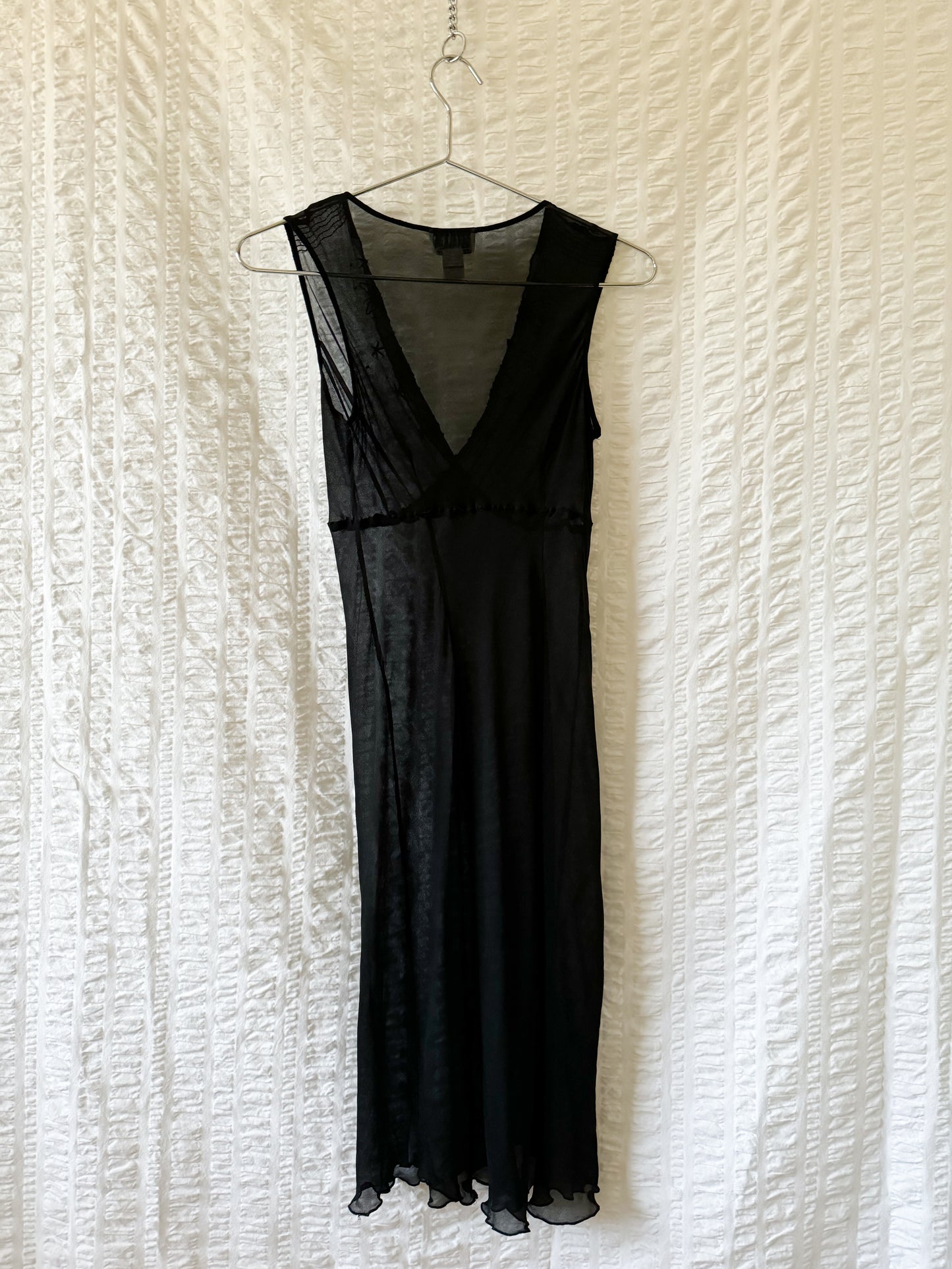 90s sheer silk black dress