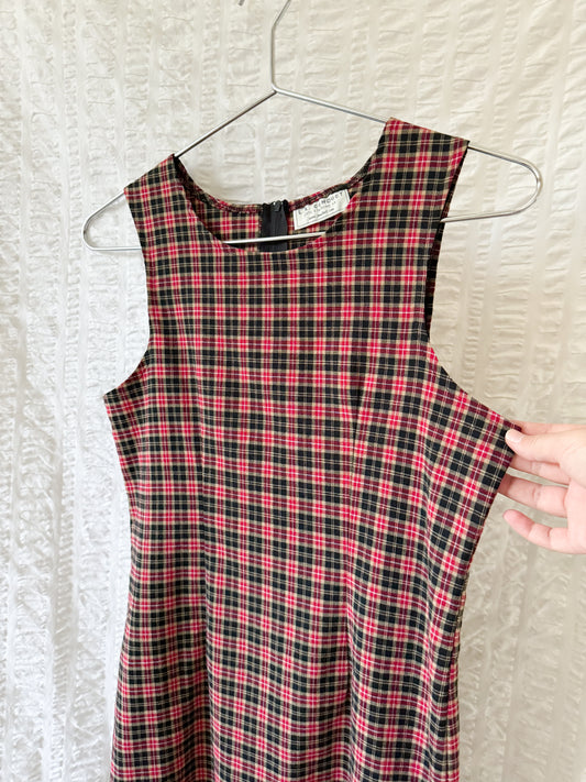 90s stretch plaid dress