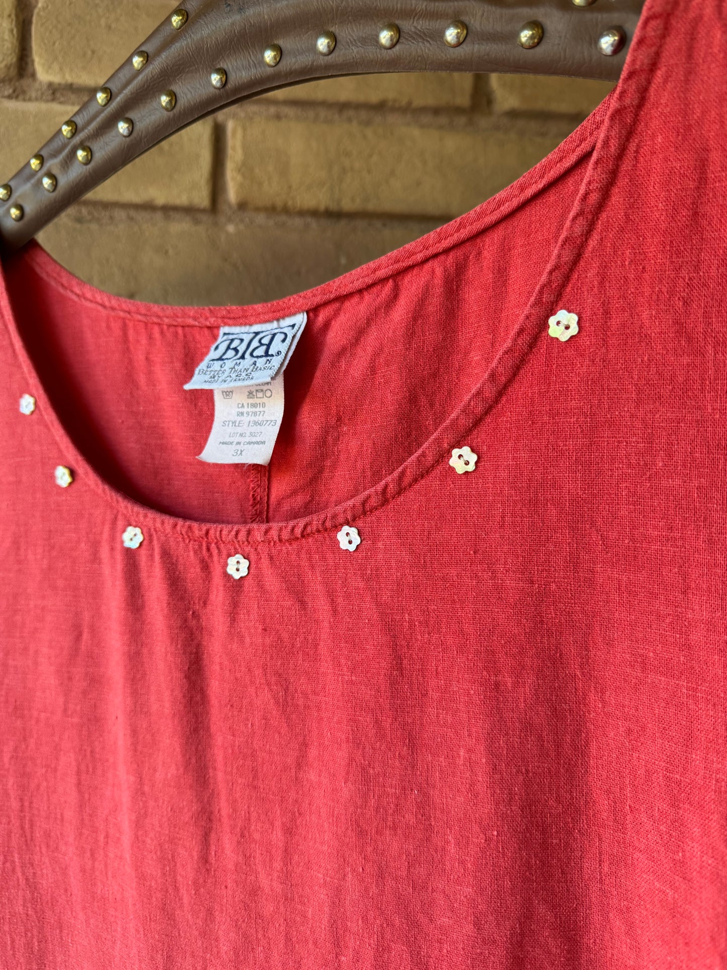 Terracotta linen blend top | XXL