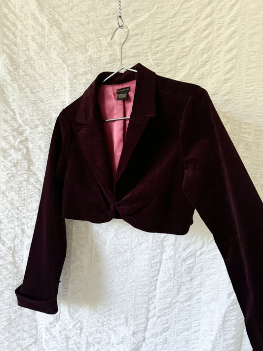 y2k cropped velvet jacket