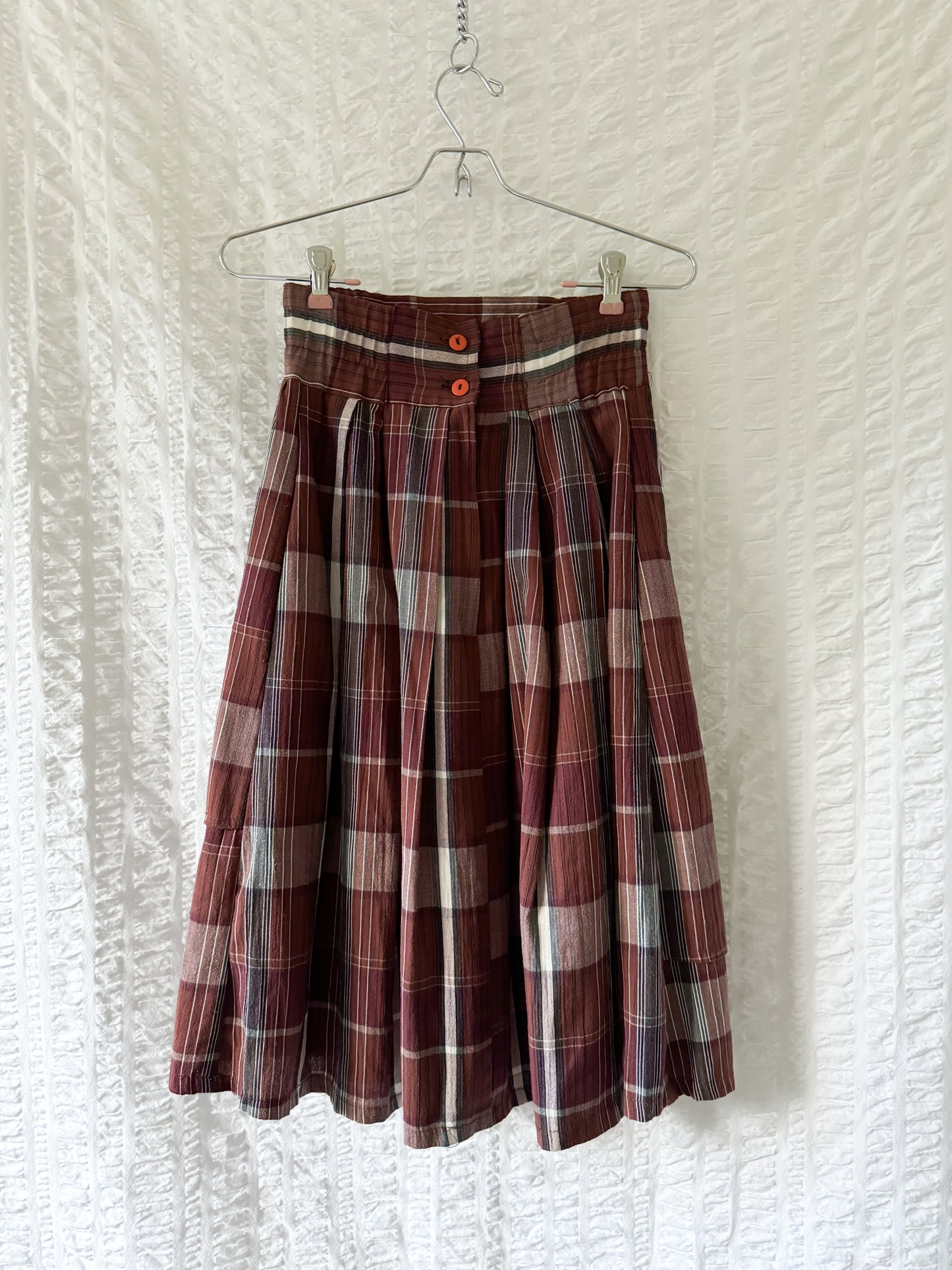 80s preppy brown plaid skirt