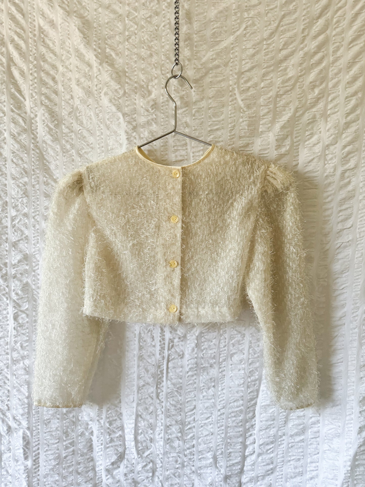 90s cropped sheer fuzzy top