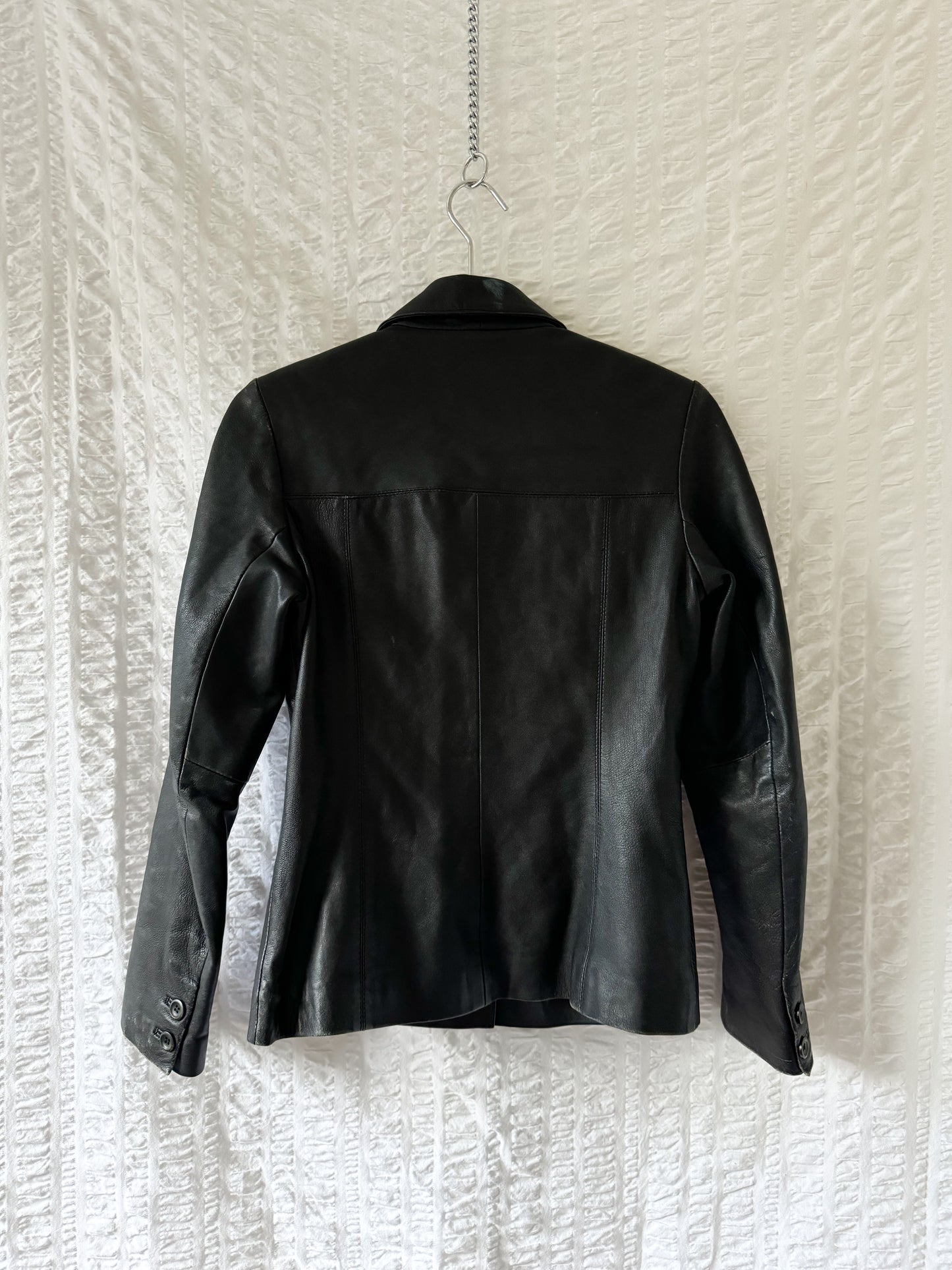 90s distressed leather blazer