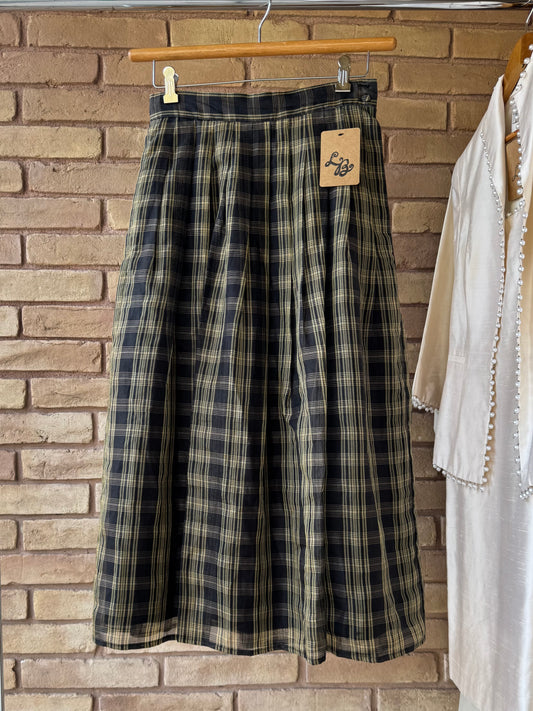 90s silk organza plaid skirt