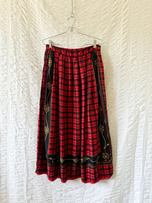 80s red plaid skirt