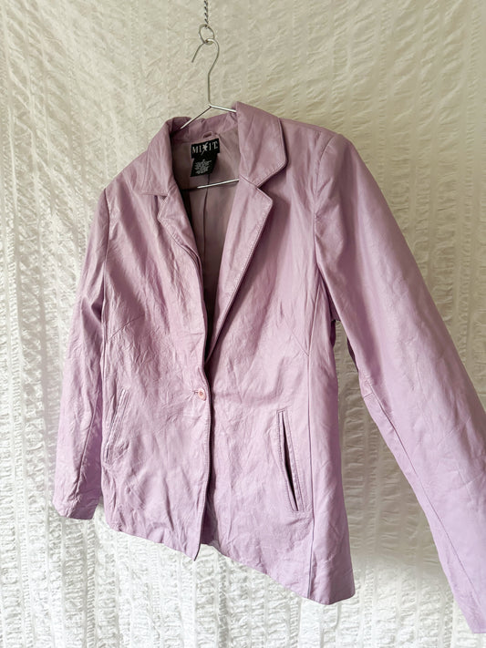 lilac leather blazer