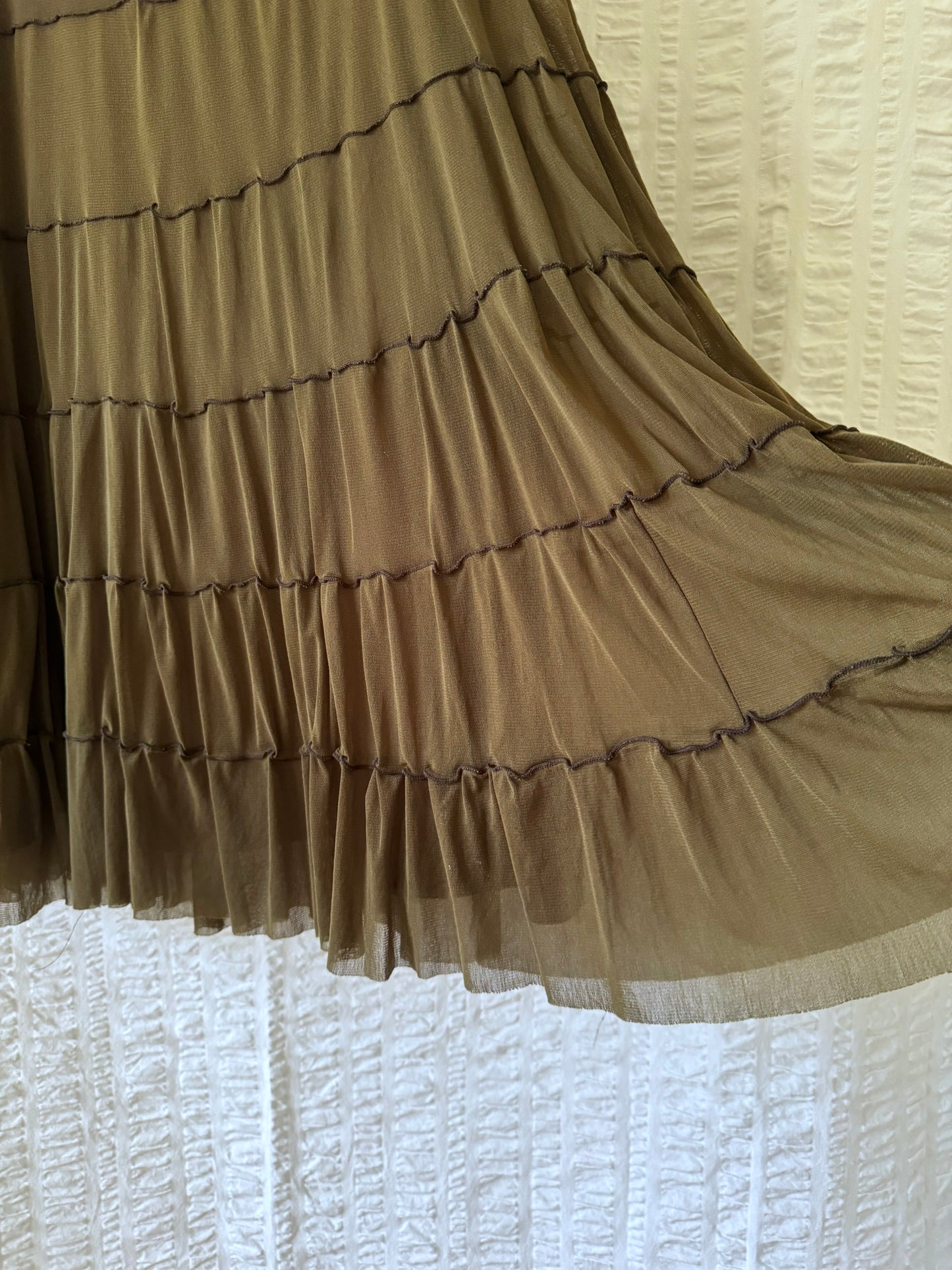 brown mesh tiered skirt