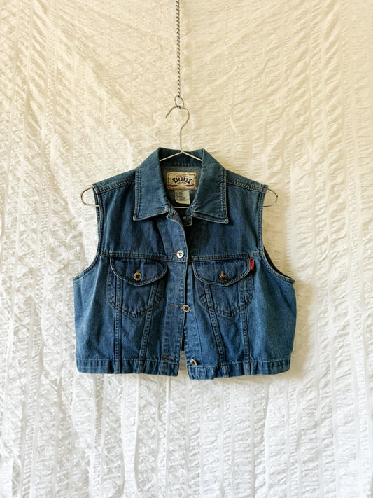 cropped denim vest