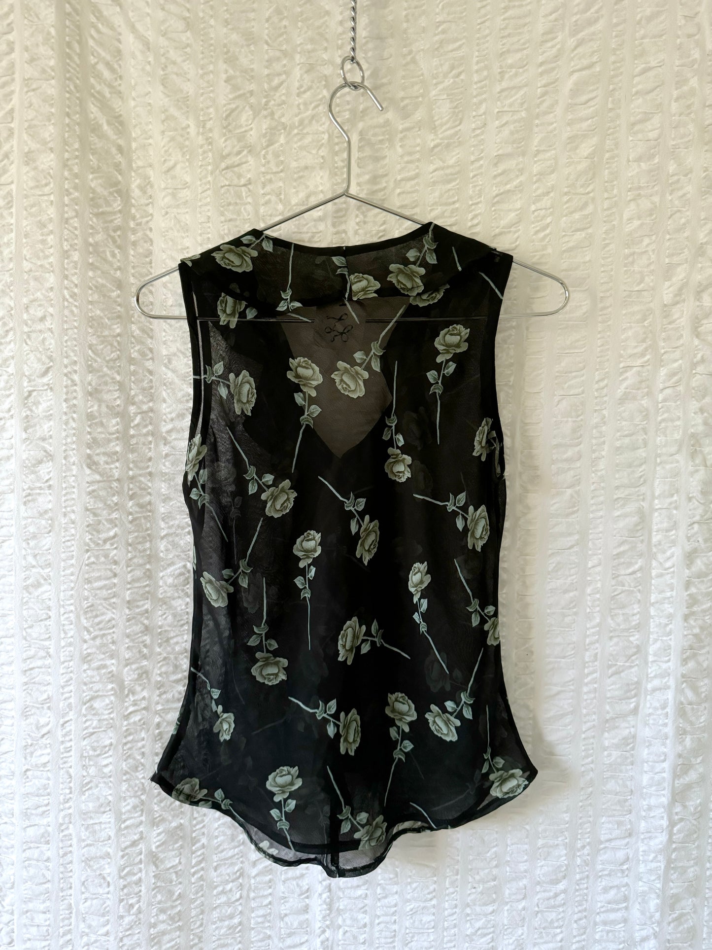 90s ruffle sheer bias top