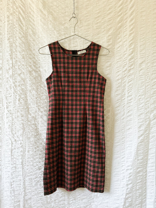 90s stretch plaid dress