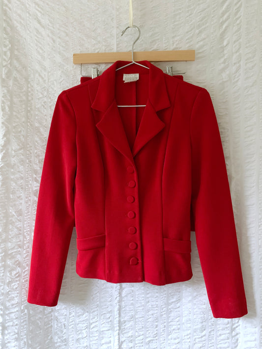 90s cherry red skirt suit