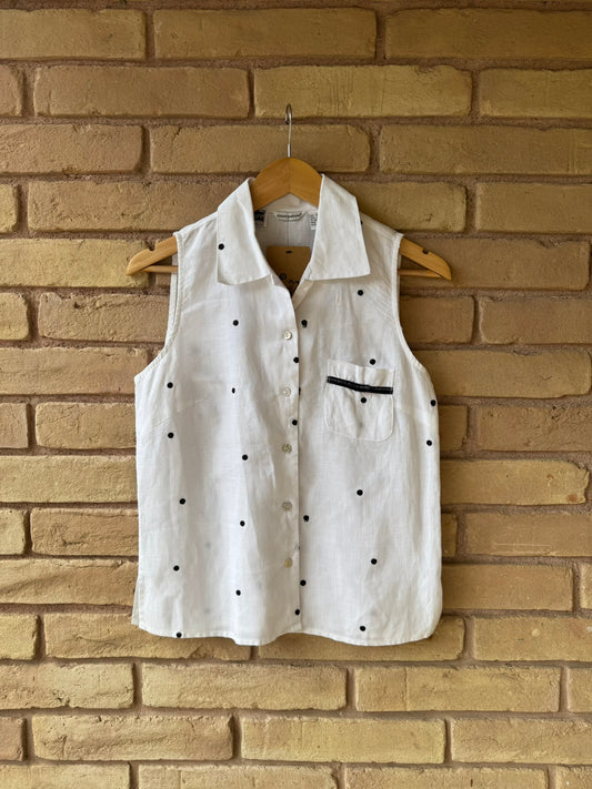 Irish linen polka dot top