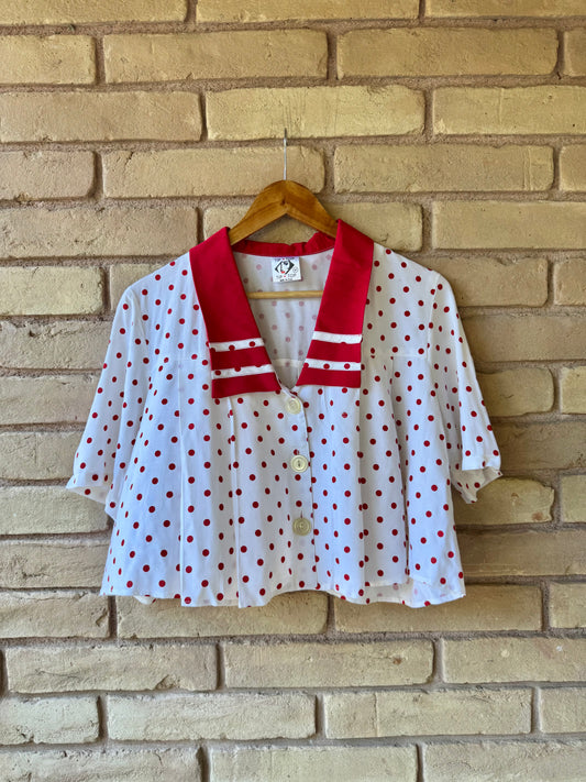 80s polka dot flowy shorts set